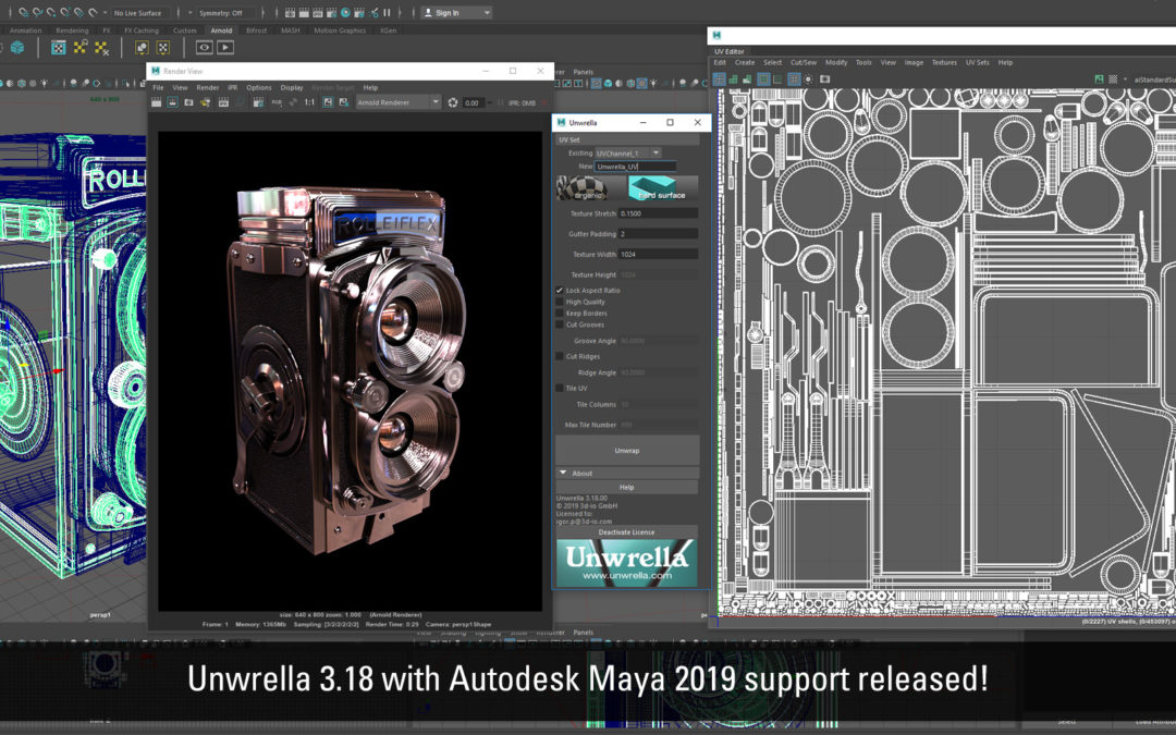 Unwrella 3.18 for Autodesk Maya 2019 released